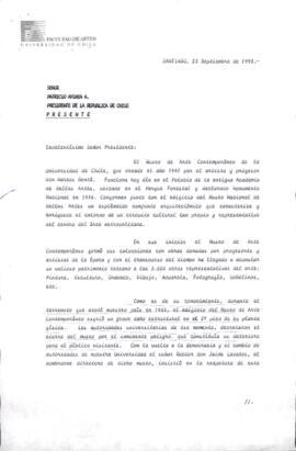 [Carta de la Directora del Museo de Arte Contemporáneo de la Universidad de Chile dirigida al Presidente Patricio Aylwin, sobre fondos para restauración de infraestructura]