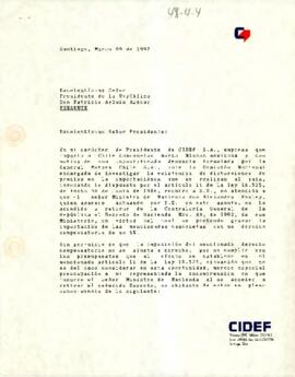 Carta del presidente de CIDEF al S.E