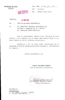 [Oficio  Gab. Pres. Ord. N° 2685 de Jefe de Gabinete Presidencial, remite copia de carta que indica]