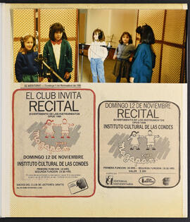 Fotografías de niñas y anuncios publicitarios del Club de Lectores de El Mercurio