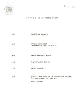 Programa Jueves 12 de Agosto de 1993.
