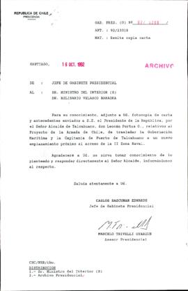 [Carta del Jefe de Gabinete de la Presidencia a Ministro (S) del Interior]