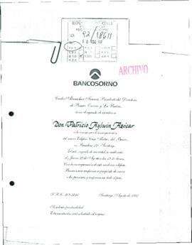 [Invitación del Presidente del Directorio del Banco Osorno y La Unión]