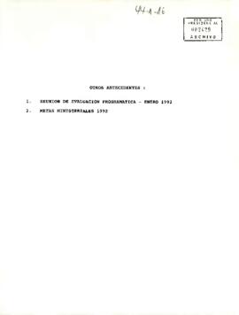 [Antecedentes: Reunión de evaluación programática y metas ministeriales 1992]
