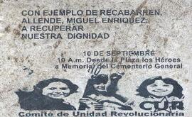 Con ejemplo de Recabarren, Allende, Miguel Enriquez, a recuperar nuestra dignidad.