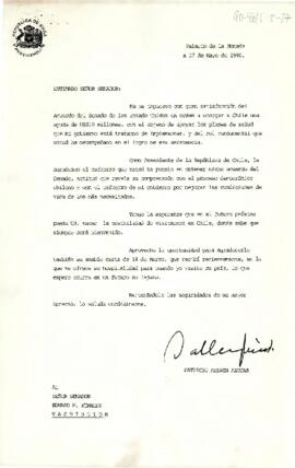 [Carta del Presidente Aylwin al Senador Edward M. Kennedy, agradeciendo el esfuerzo hecho por obtener acuerdo con el Senado de los Estado Unidos].