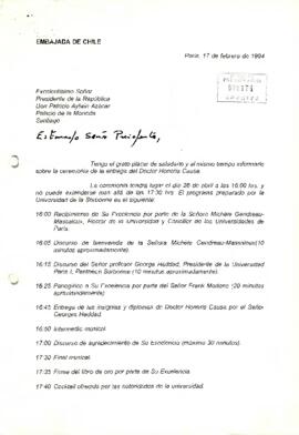 [Carta de la Embajada de Chile en Francia]