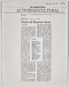 Crítica de Música : María de Buenos Aires