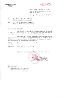 [Oficio Gab. Pres. Ord. N° 6139 de Jefe de Gabinete Presidencial, remite copia de carta que se indica]