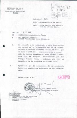 [Oficio Ord.  N° 951  de Gobernador del Ñuble, remite factura]