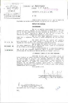 [Carta de la Cámara de Diputados, solicitando que los terrenos de Villa Grimaldi sean adquiridos por Bienes Nacionales para la construcción de un parque]