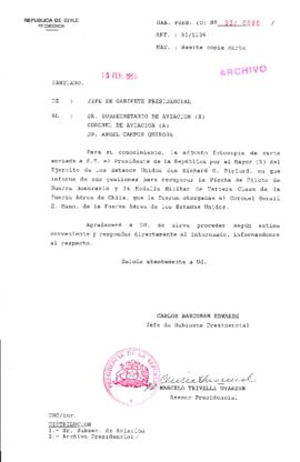 [Oficio  Gab. Pres. Ord. N° 0680  de Jefe de Gabinete Presidencial, remite copia de carta que se indica]