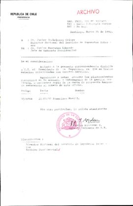 [Carta del Jefe de Gabinete de la Presidencia a Director Nacional del SII]