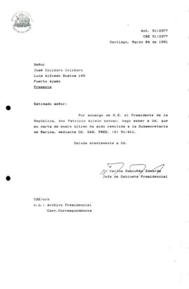 Carta remitida a la Subsecretaria de Marina