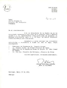Carta de Carlos Bascuñan al Director del Protocolo