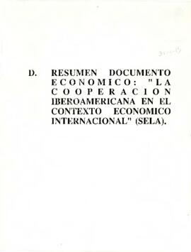 Resumen documento económico: "La cooperación Iberoamericana en el contexto económico internacional" (SELA)
