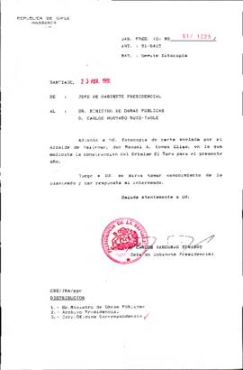 [Envío de fotocopias a Sr. Ministro de Obras Publicas D. Carlos Hurtado Ruiz-Tagle]