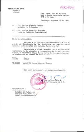 [Oficio del Jefe de Gabinete Presidencial dirigido al Alcalde de Peñalolén, Sr. Carlos Alarcón Castro]
