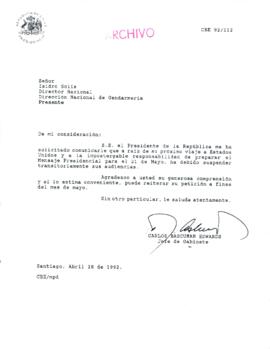 [Carta del Jefe de Gabinete de la Presidencia a Director Nacional de Gendarmería]