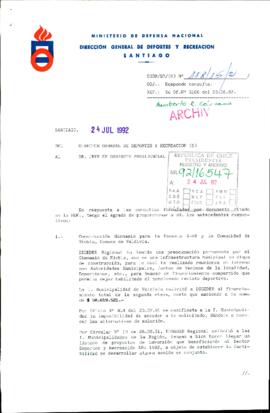 [Carta de Digeder sobre construcción de dos gimnasios en Valdivia]
