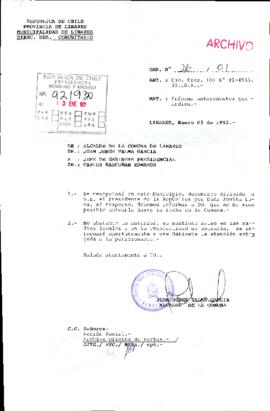 [Carta de Alcalde de Linares informando antecedentes de los solicitado sobre la Sra. Jovita Lunal]