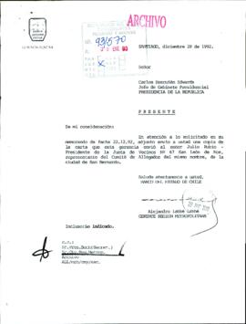 [Respuesta del Banco del Estado de Chile a solicitud del Comité de Allegados Junta de Vecinos N° 67 San León de Nos]