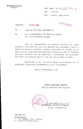 [Oficio  Gab. Pres. Ord. N° 0666  de Jefe de Gabinete Presidencial, remite copia de carta que se indica]
