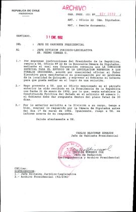 [Carta del Jefe de Gabinete de la Presidencia a Pedro Correa]