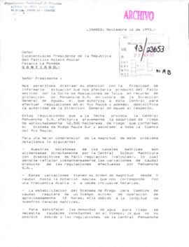 [Carta de solicitud del Presidente de la Organización Provisional de Usuarios del Sistema de Riego del Maule Sur]