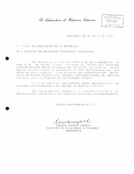 [Carta de Ministro (S) de RREE al Presidente Patricio Aylwin]