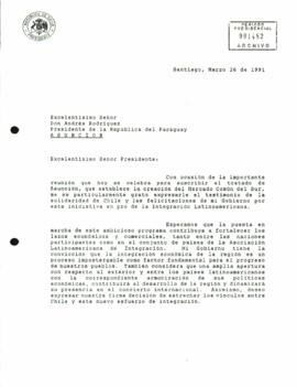 [Carta del Presidente Patricio Aylwin al Presidente de Paraguay]