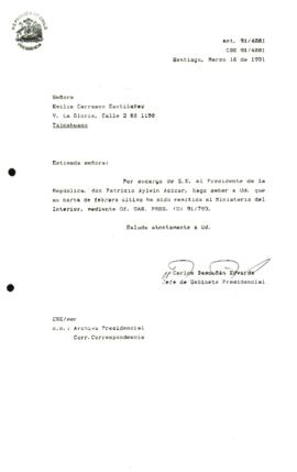 carta  remitida al Ministerio del Interior
