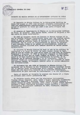 Documento con el currículo y actividades del conjunto