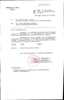 [Oficio Ord. N° 484 de Jefe de Gabinete Presidencial, remite copia de carta que se indica]