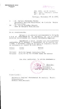 [Oficio Gab. Pres. N° 5675 de Jefe de Gabinete Presidencial, remite copia de carta que se indica]