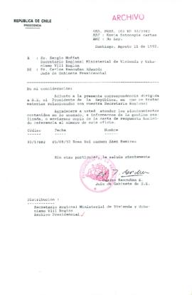 [Carta del Jefe de Gabinete de la Presidencia a SEREMI de Vivienda VIII Región]