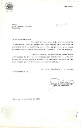 [Carta de respuesta a solicitud de audiencia del Sr. Jorge López]