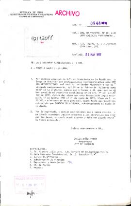 [Carta de respuesta del Jefe de Gabinete Subsecretaría de Vivienda y Urbanismo ante solicitud de repactación]