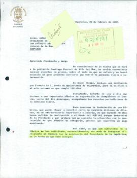 [Carta del Intendente de la Región de Valparaíso dirigida al Jefe de Gabinete Presidencial, referente a invitación a inauguración de fábrica dirigida al Presidente Patricio Aylwin]