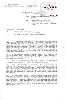 [Memorandum N° 57/04: tareas para representación Chile en FAO]