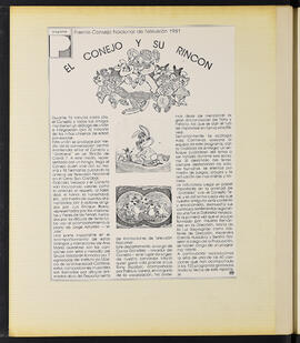 Articulo : El conejo y su rincón. Premio consejo nacional de televisión 1981