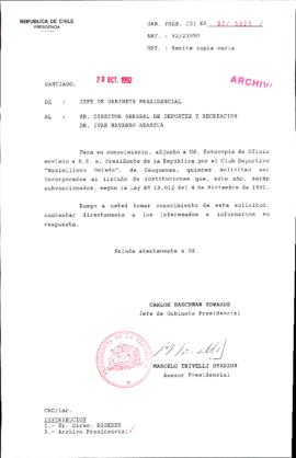 [Carta del Jefe de Gabinete de la Presidencia a Director de DIGEDER]
