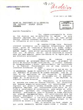 [Carta de Partido Demócrata Cristiano a S.E El Presidente de la República ]