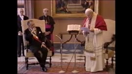Presidente Aylwin lee discurso ante el Papa Juan Pablo II : video