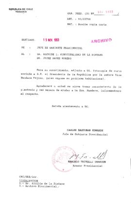 [Oficio Gab. Pres. N° 5899 de Jefe de Gabinete Presidencial, remite copia de carta que se indica]