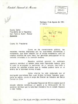[Carta de la Sociedad Nacional de Minería dirigida al Presidente Patricio Aylwin Azócar]