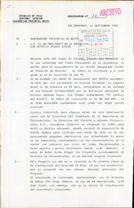 [Memorandum N° 36 de la Gobernación Provincial Maipo]