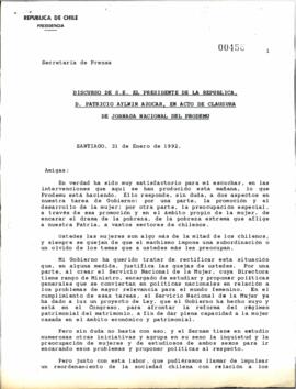 Discurso de S.E. el Presidente de la República, don Patricio Aylwin Azócar, en acto de clausura d...