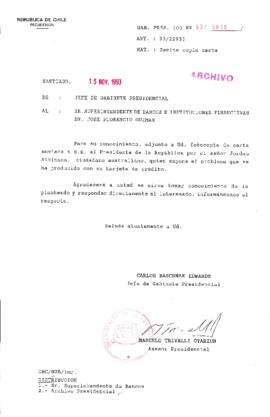 [Oficio Gab. Pres. N° 5900 de Jefe de Gabinete Presidencial, remite copia de carta que se indica]