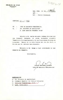 [Carta del Jefe de Gabinete Presidencial al Ministro de Agricultura]